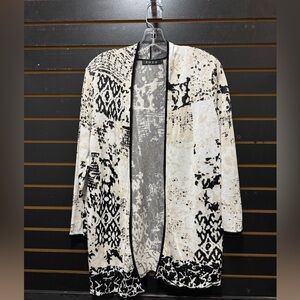 ZOZO L Abstract Print Open Cardigan – Black/Cream